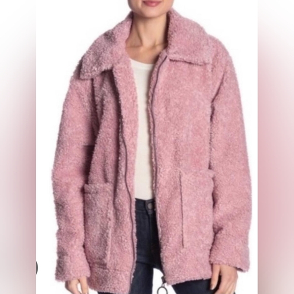 Steve Madden Women's Mauve Teddy Jacket EUC Large 23PTP No Tears No Stains - Picture 1 of 7